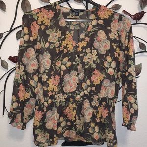 Chaps 100% poly See through blouse